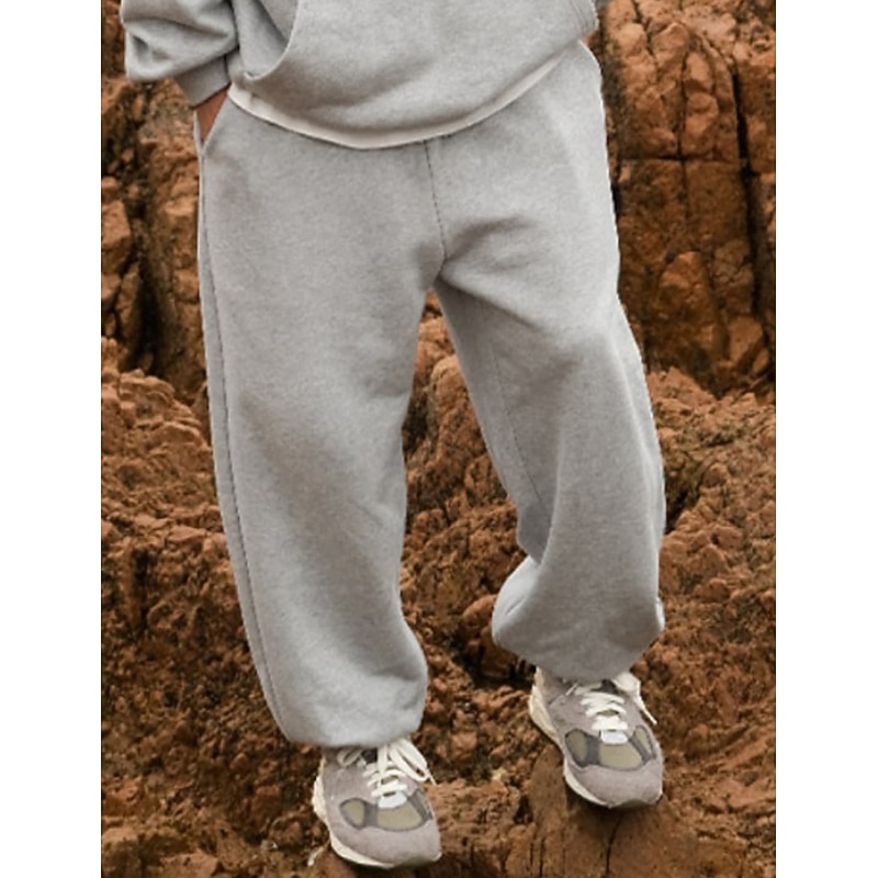 Men's Fleece Pants Sweatpants Joggers Trousers Pocket Plain Comfort Breathable Outdoor Daily Going out Fashion Casual Black Grey2