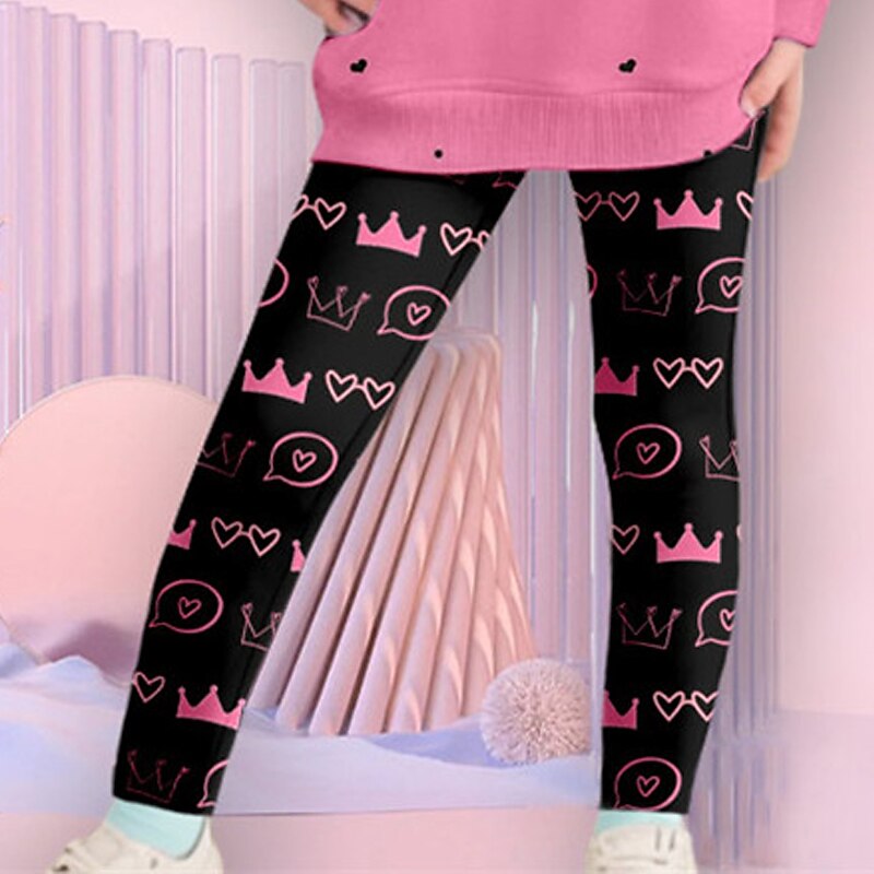 Girls' 3D Letter Sweatshirt & Legging Set Set Long Sleeve 3D Print Fall Winter Active Fashion Daily Kids 4-12 Years Crew Neck Outdoor Vacation Date Regular Fit4