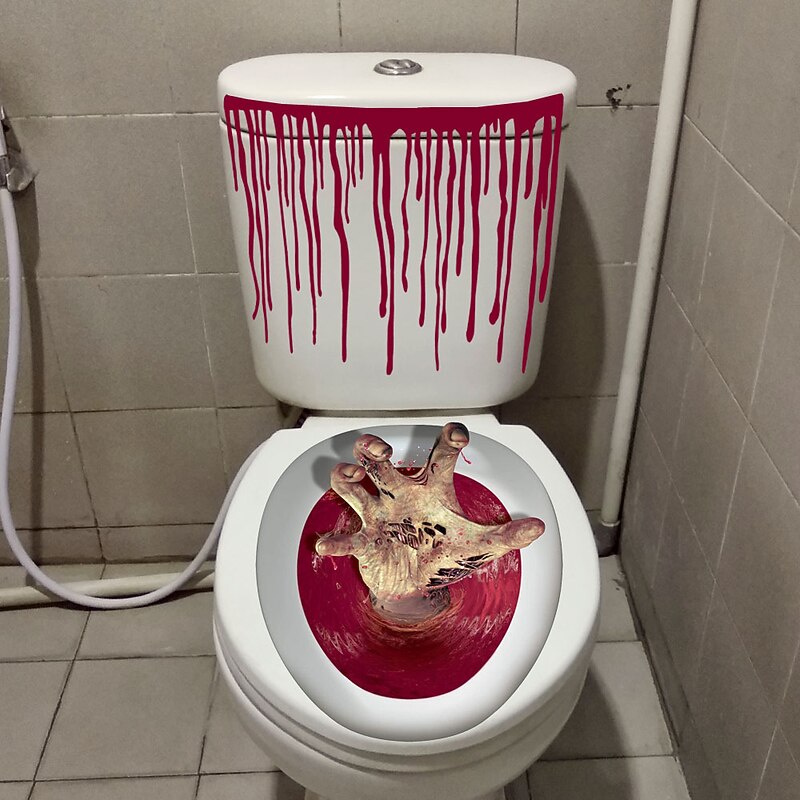 Halloween Sticker, Wizardry Blood Hand Print Horror Decoration, Wall Decal Wall Toilet Sticker Wall Decal Sticker