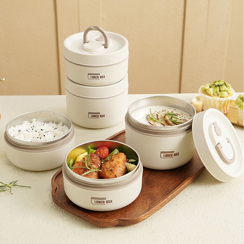 Insulated Lunch Box, Bento Box, Portable Insulated Lunch Container, Stackable Leakproof Stainless Steel Food Container, For Teenagers School,Canteen, Back School2