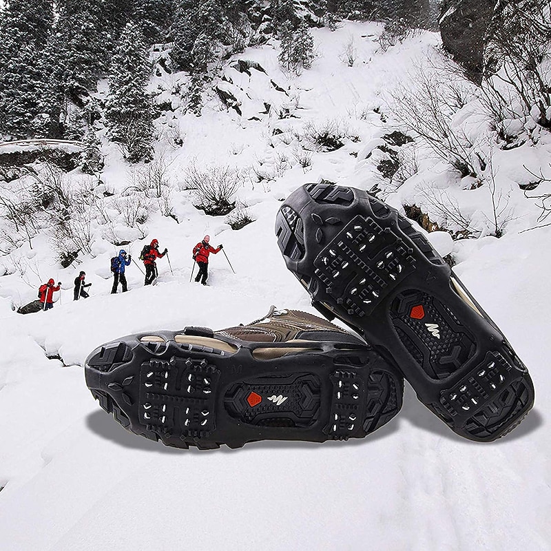 24 Tooth Spikes Crampons Anti-Slip Shoe Covers - Perfect for Winter Traction & Snow Walking Hiking Outdoors