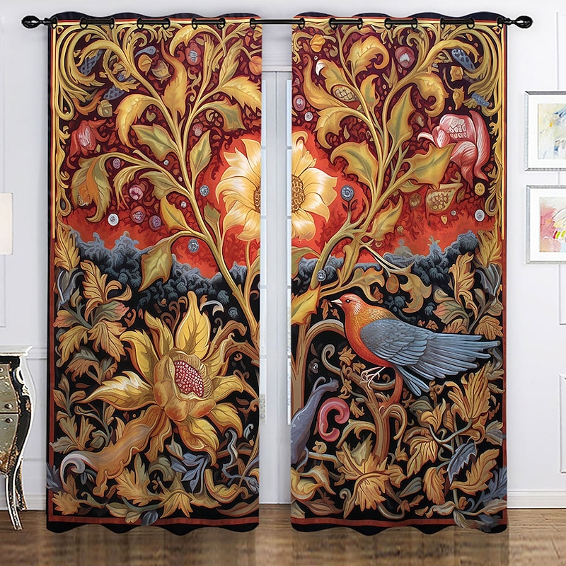 Blackout Curtain Drapes Farmhouse Grommet/Eyelet Curtain Panels For Living Room Bedroom Door Kitchen Balcony Window Treatments Thermal Insulated Room Darkening4