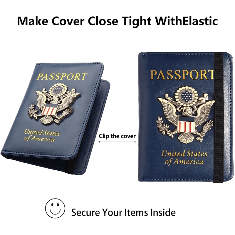 Creative Passport Holder Cover With 3D Metal Badge - RFID Blocking Leather Passport Wallet And Case For Family3
