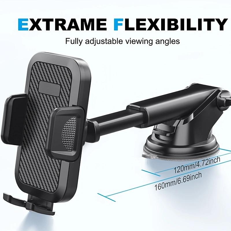 Car Phone Holder Phone Holder With Strong Suction Cup 2-in-1 Phone Holder Dashboard/Windshield Hands-Free For All Mobile Phones2