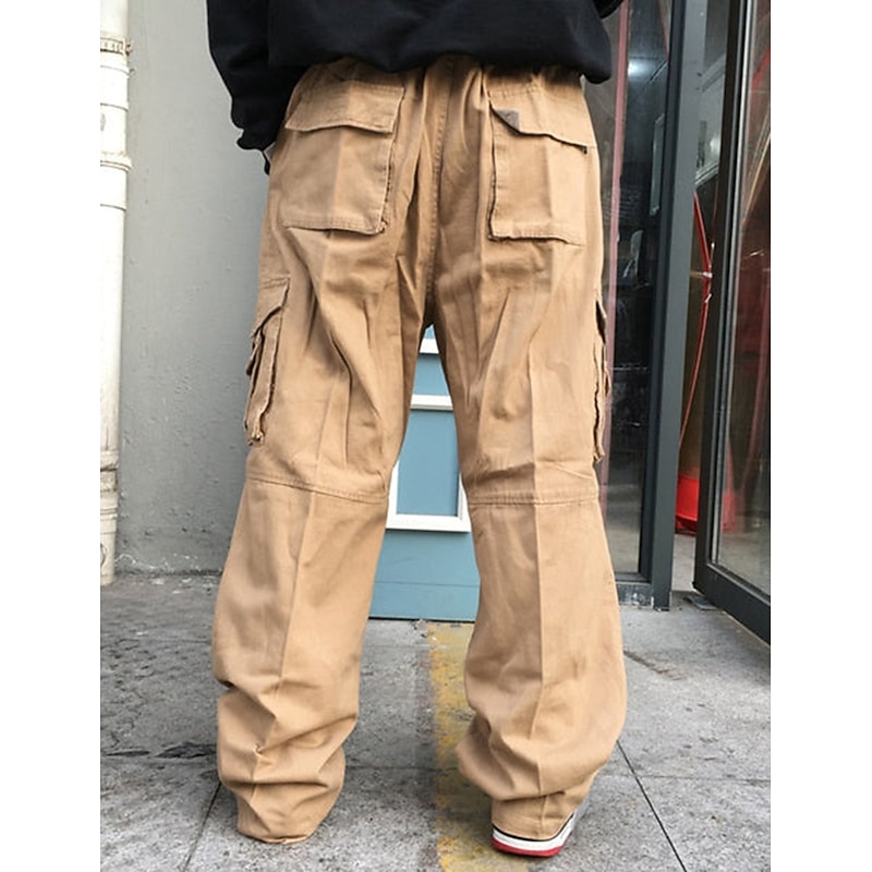 Men's Cargo Pants Cargo Trousers Combat Trousers Pocket Plain Comfort Breathable Outdoor Daily Going out Casual Big and Tall Black Green3