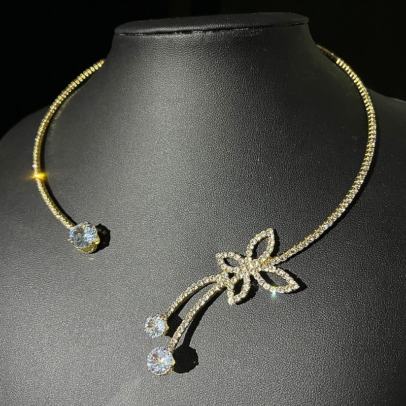 Choker Necklace Rhinestones Women's Fashion Simple Elegant Classic Butterfly Circle Necklace For Wedding Anniversary Wedding Guest dress to impress4