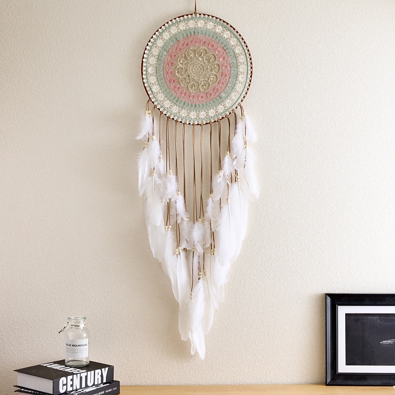 Boho Dream Catcher Handmade Gift Wall Hanging Decor Art Ornament Craft Bead Feather For Kids Bedroom Wedding Festival Birthday Gift