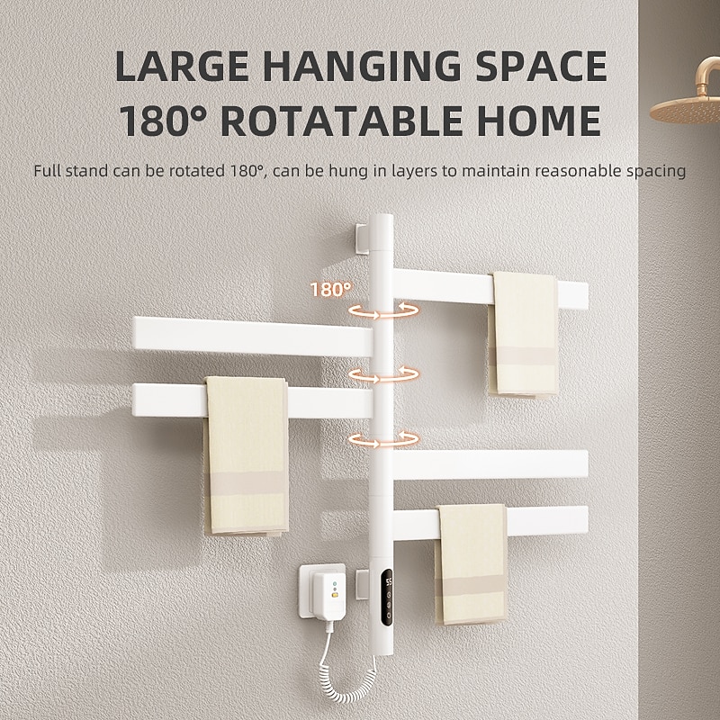 Electric Towel Warmers Radiator, Wall-Mounted  Electric Towel Rack, 180° Rotation Smart Constant Temperature Towel Warmer, Heated Radiator Bathroom Accessories, Electric Towel Dryer3
