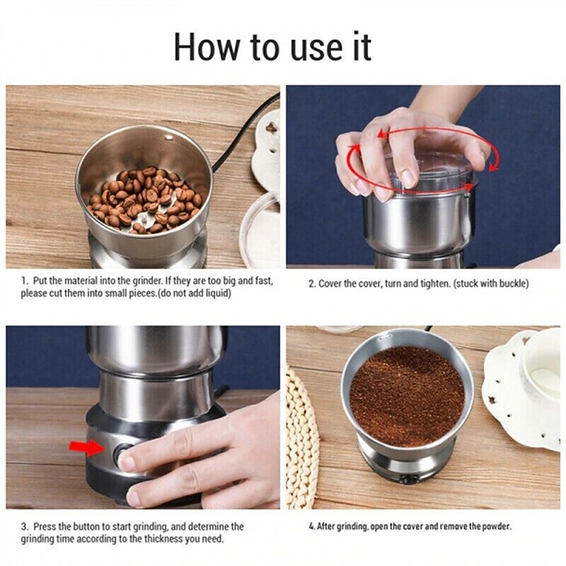Electric Coffee Grinder Multifunction Stainless Steel Blade Cafe Spice Mill Blender Nut Bean Seeds Grinding Smash Machine2