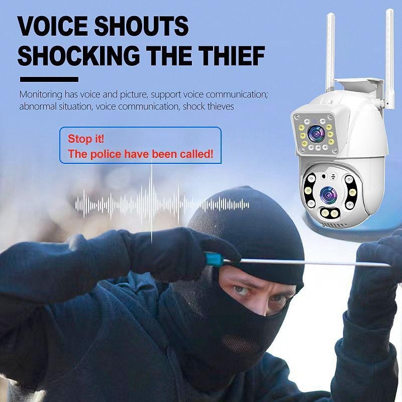 1080P Dual Lens Outdoor Security Camera CCTV Surveillance Camera PTZ Camera 2.4GHz Wireless WiFi Camera Motion Detection Night Vision Auto Tracking Camera IP66 Waterproof4