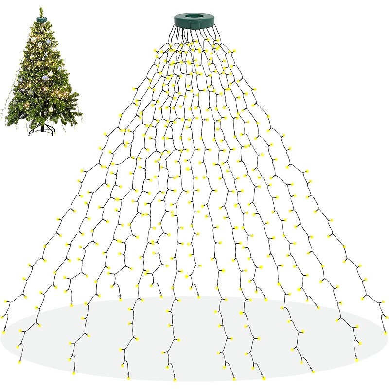 String Lights LED Christmas Tree with Ring 400LED Christmas Tree Lights with 16 Strands 2m Christmas Tree String Lights Christmas Lights String Lights for 150cm-240cm Tree3