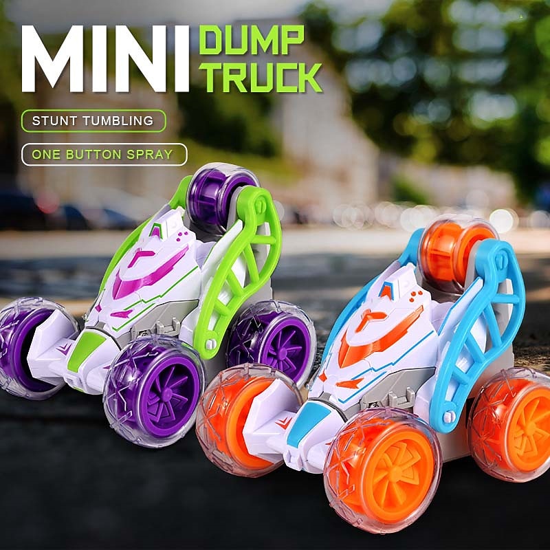 Mini Stunt Dump Car Charging Spray Remote Control Car Children's Toy Car Light 360 Rollover Car