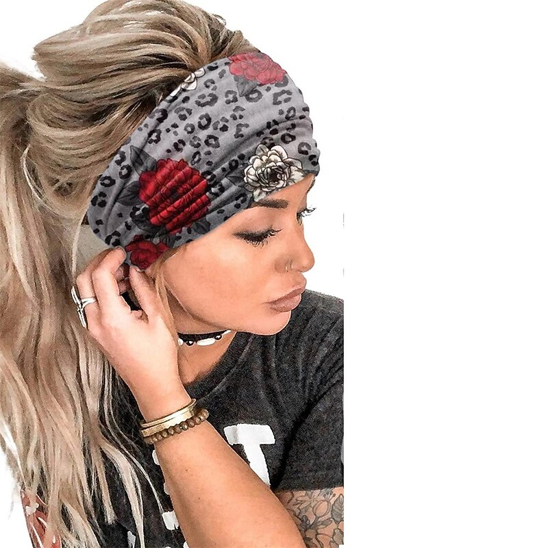 Bohemian New Headband Leopard Print Headband Printed Wide Edge Hair Band Yoga Sports Fitness Anti Sweat Hair Band Accessories2