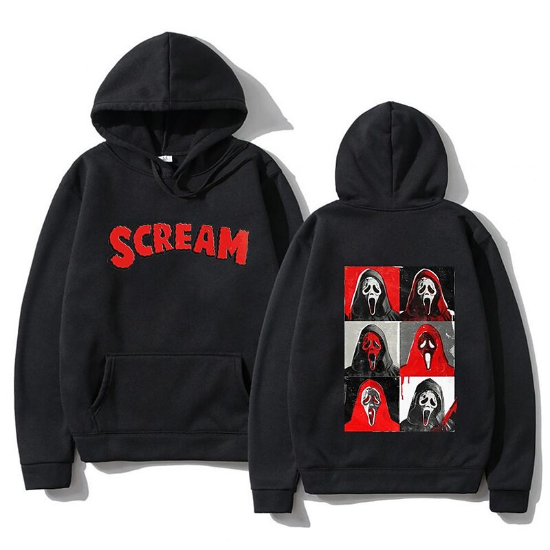 Scream VI Ghostface Hoodie Anime Front Pocket Graphic For Couple's Men's Women's Adults' Halloween Carnival Masquerade Hot Stamping Casual Daily