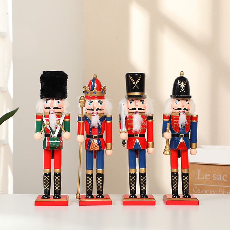 Christmas Nutcracker Christmas Walnut Soldier Decoration Bookcase Living Room Study Wooden Crafts Decoration