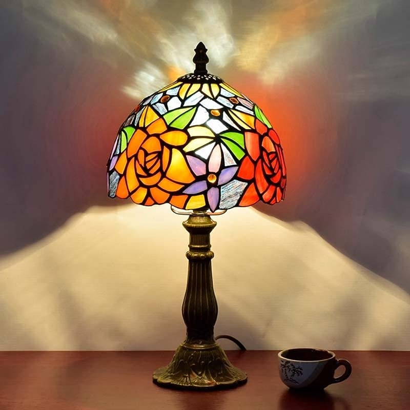 LED Table Lamp Retro Vintage  Baroque Glass Lampshade Mosaic Colourful Luxury Base E27 for Bedside Table, Bedroom, Desk3