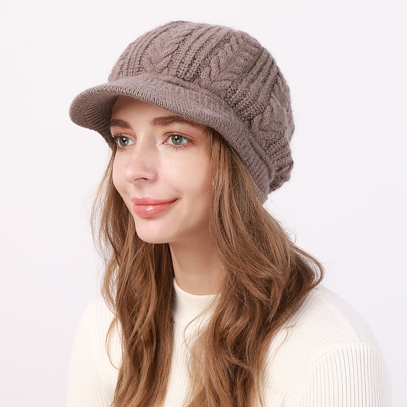 Women's Slouchy Beanie Hat Beret Hat Home Daily Holiday Solid / Plain Color Knit Casual Nordic Style Casual / Daily 1 pcs