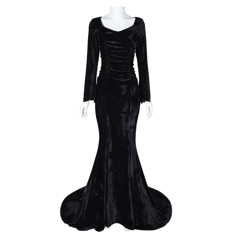 Retro Vintage Punk & Gothic Steampunk Dress Mermaid Dresses Plus Size Normal Witch Morticia Addams Fancy Dress Women's Girls' Fantasy Walpurgis Night Halloween Carnival Masquerade Party / Evening2