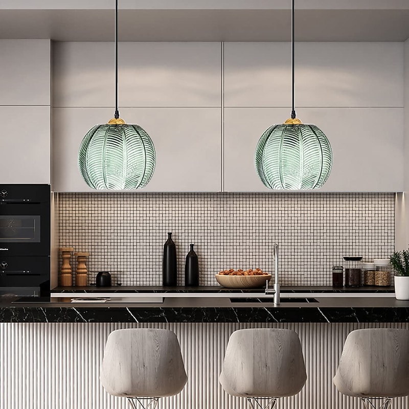 LED Pendant Lights Green Glass Pendant Lighting for Kitchen Island Kitchen Lights Ceiling 1 Pack 110-240V2