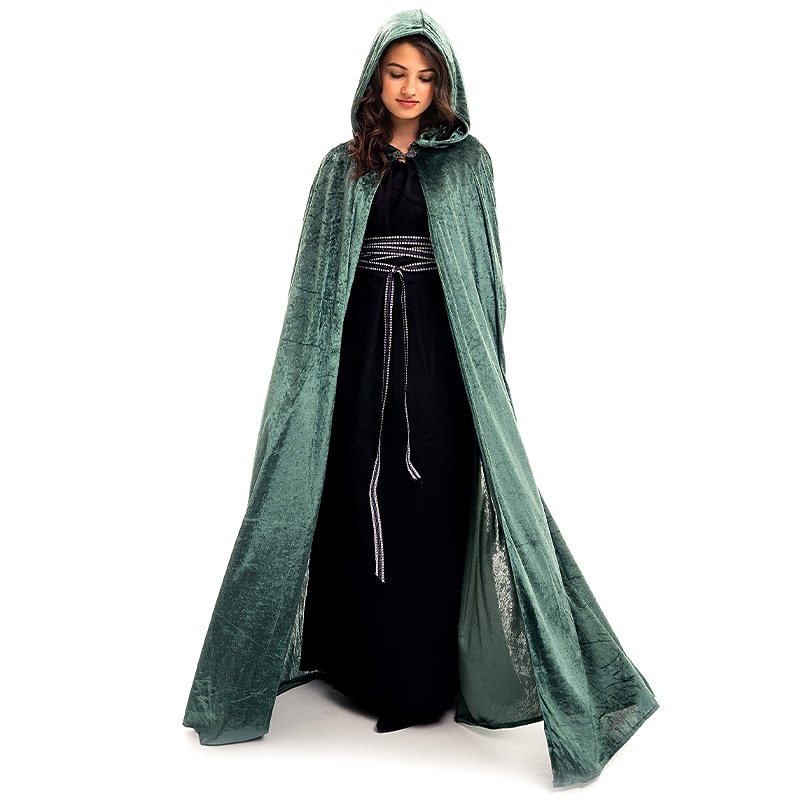 Retro Vintage Medieval Punk Gothic Hooded Cloak Witch Wizard Viking Fancy Dress Unisex Celtic Viking Fantasy Halloween Carnival Performance Party Masquerade Adults' Cloak All Seasons2