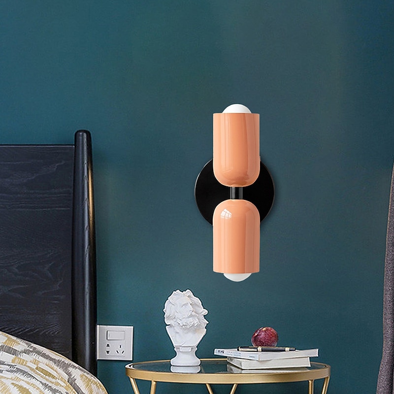 Modern Contemporary Design with Optional Hanging Versatile Wall Lighting in Haki and Salmon Double Light Dual-Directional Wall Sconce 110-240V3