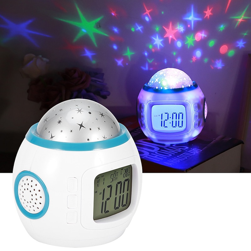 2023 NEW Star Sky Projector LED Music Alarm Clock Multifunction Calendar Temperature Dispaly Night Light Gift3