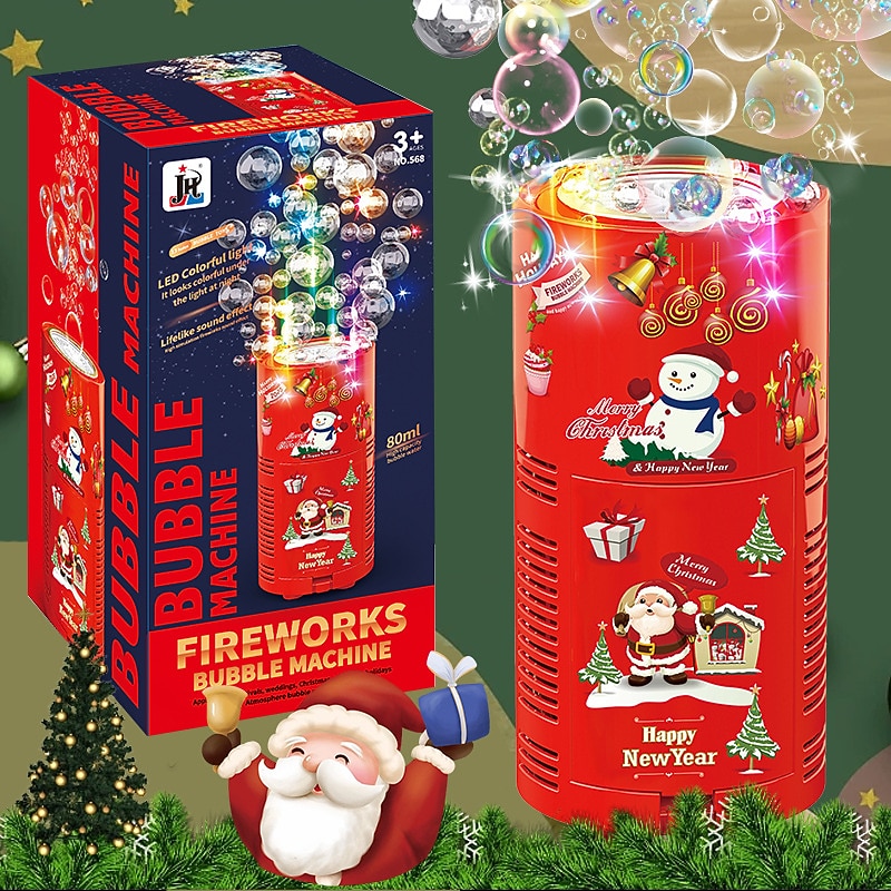 Happy Bubble Machine 13 Holes With Lighting And Sound Effects Holiday Party Bubble Machine Christmas ,Halloween ,Thanksgiving Gifts for Christmas Gifts
