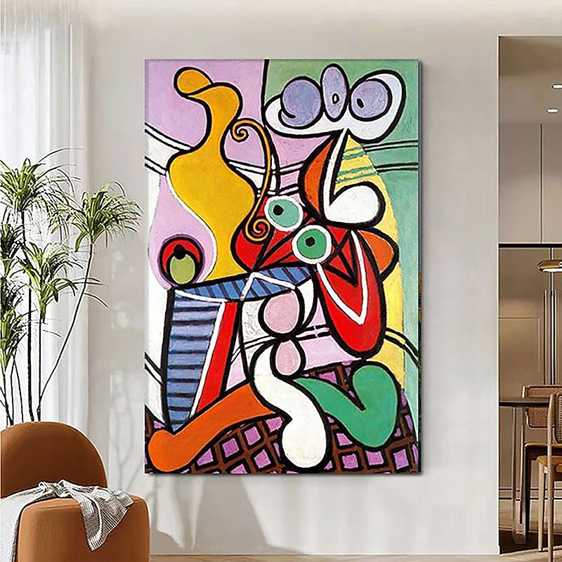 Hand Painted Picasso Oil Painting Wall Picasso Painting Abstract Figurative Wall Art Picture Handmade Painting Artwork for Home Decor Living Room Bedroom Decor Rolled Canvas No Frame