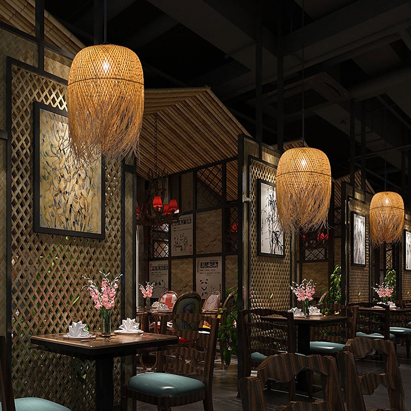 35 cm Circle / Round Design Pendant Lantern Design Pendant Light Bamboo Artistic Style Formal Style Vintage Style Vintage Country 110-120V 220-240V2