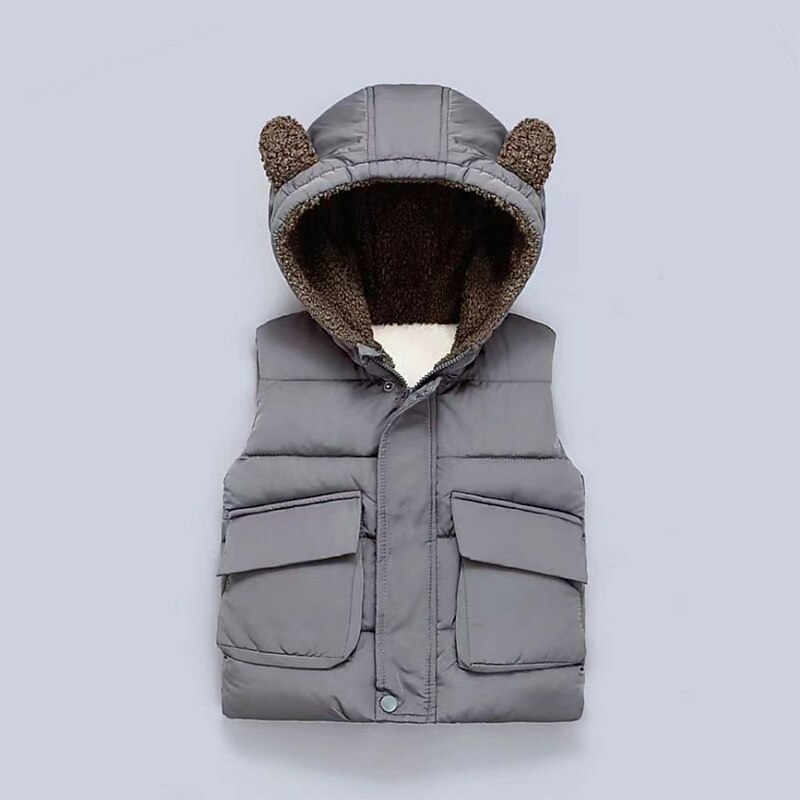 Toddler Boys' Puffer Jacket Outerwear Solid Color Sleeveless Coat Outdoor Cool Adorable Daily Black Green Beige Fall Winter 3-7 Years2