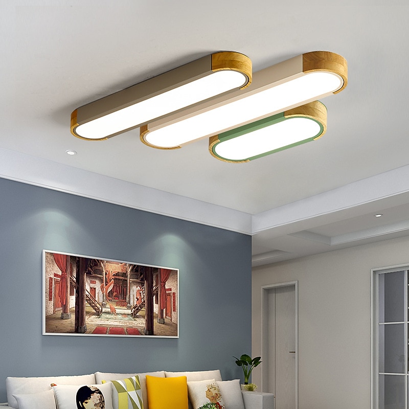 LED Ceiling Light Liner Wooden Decorative Ceiling Lamp 35/65cm Panel Living Room Bedroom Lamp 110-240V2