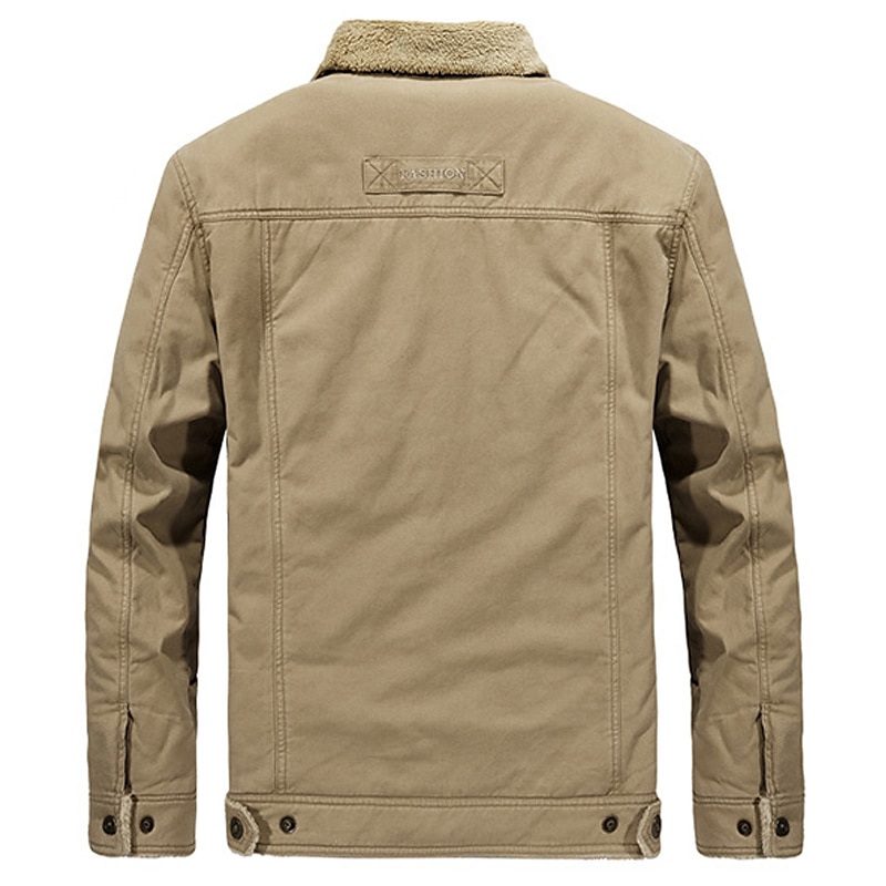 Men's Trucker Jacket Winter Coat Sherpa Jacket Pocket Office & Career Date Casual Daily Outdoor Casual Sports Winter Plain Blue Green Khaki Puffer Jacket3