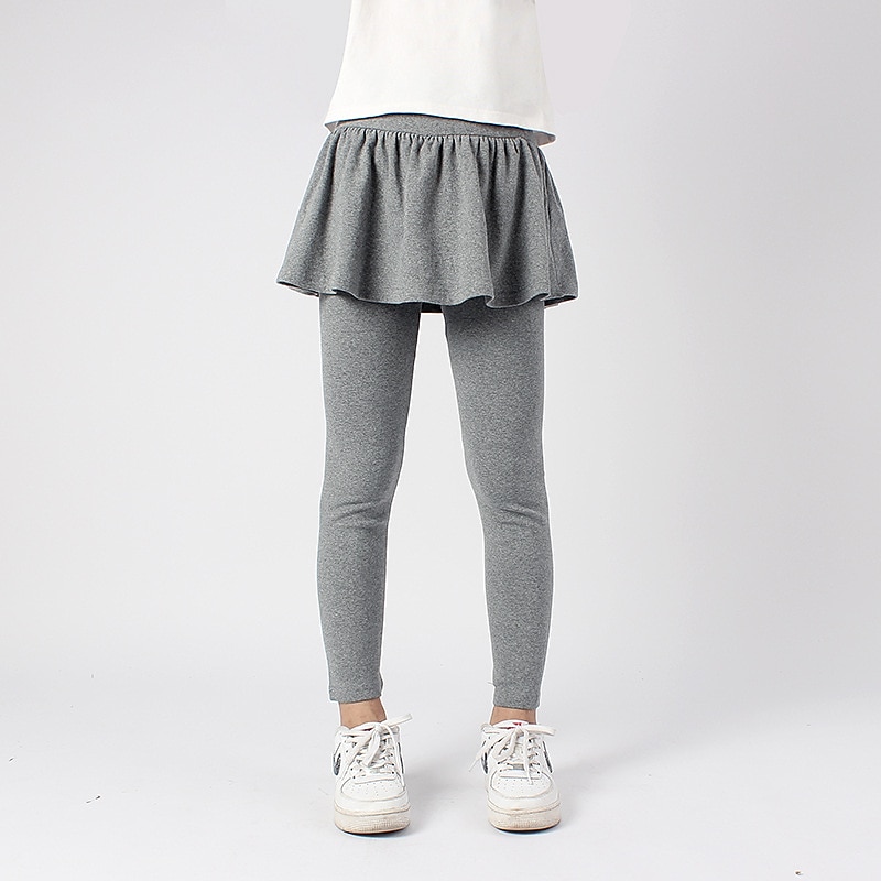 Kids Girls' Leggings Solid Color Active Training 7-13 Years Spring Date red Meat powder Black3