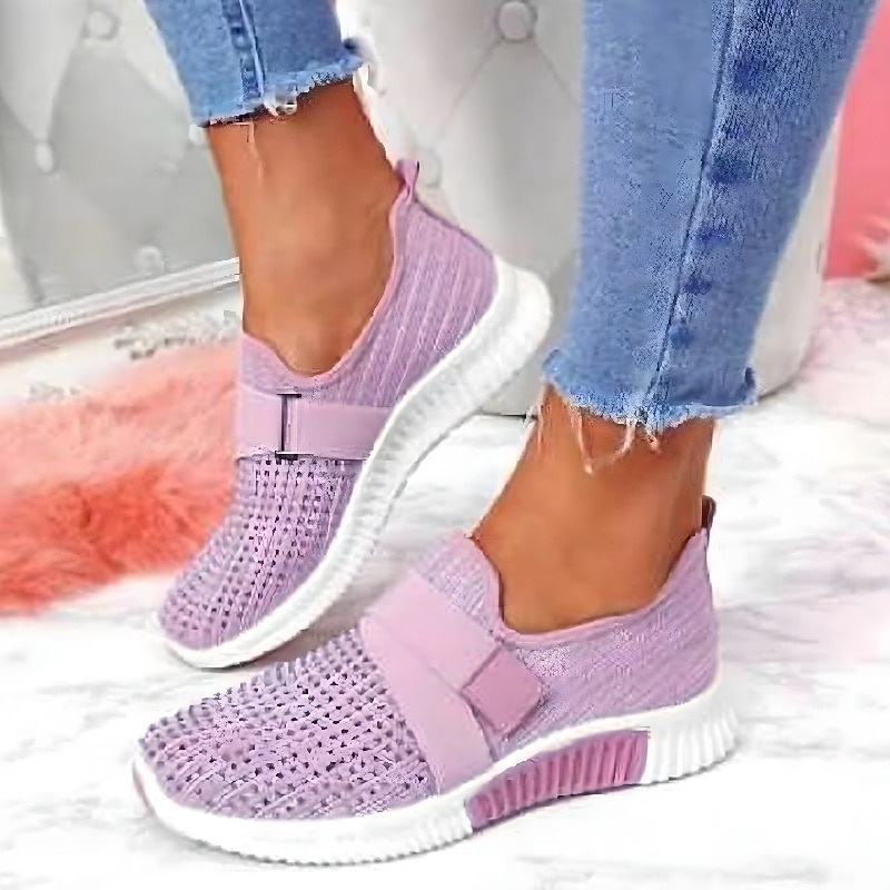 Women's Sneakers Slip-Ons Plus Size Flyknit Shoes White Shoes Outdoor Daily Flat Heel Round Toe Sporty Casual Minimalism Running Tissage Volant Loafer Light Blue Black White