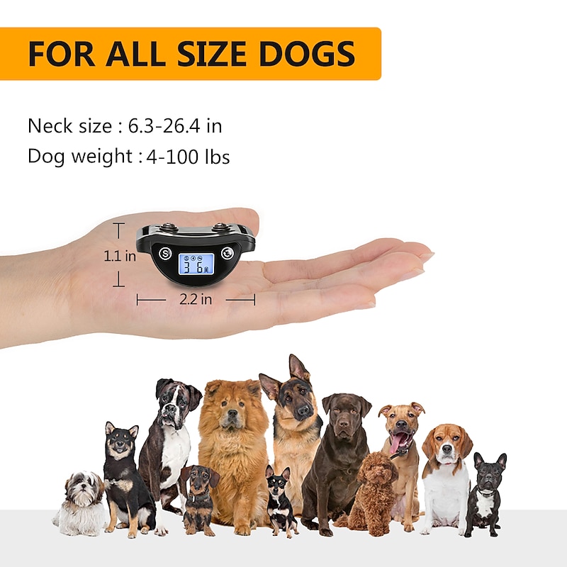 No shock Auto anti-bark collar for dogs and cats IP65 waterproof LCD screen to check power level two anti-barking modes4