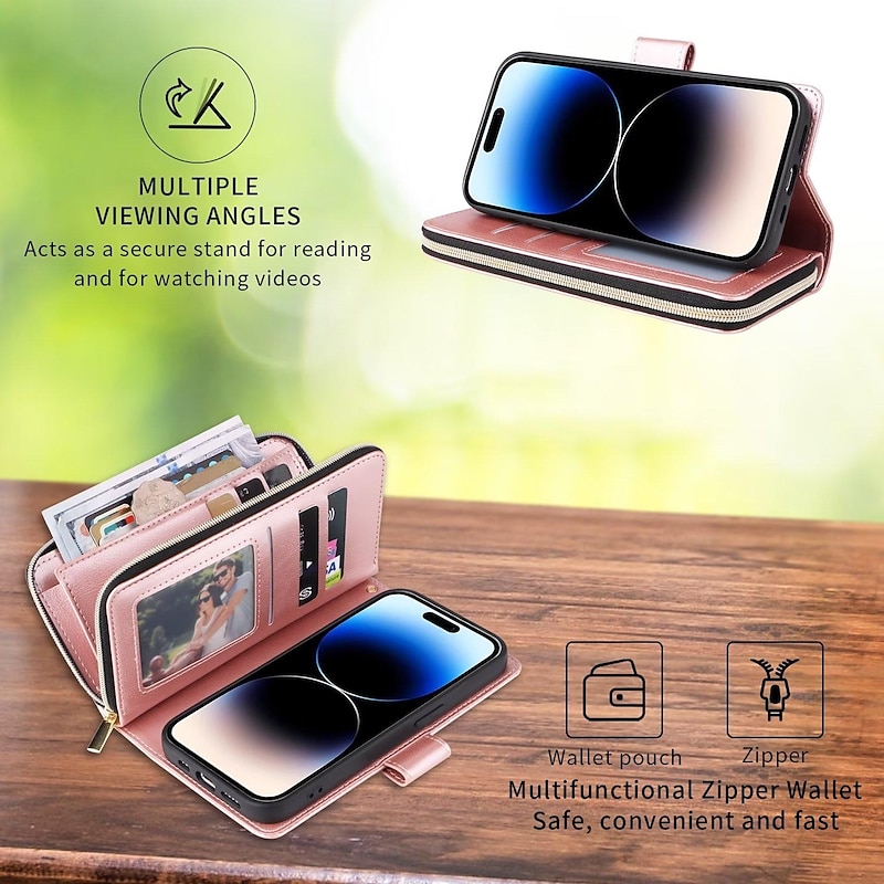 Phone Case For Samsung Galaxy S25 S23 S23 FE S22 S21 Ultra Plus A53 A13 A32 Wallet Case with Stand Holder Magnetic Zipper Retro TPU Metal PU Leather4