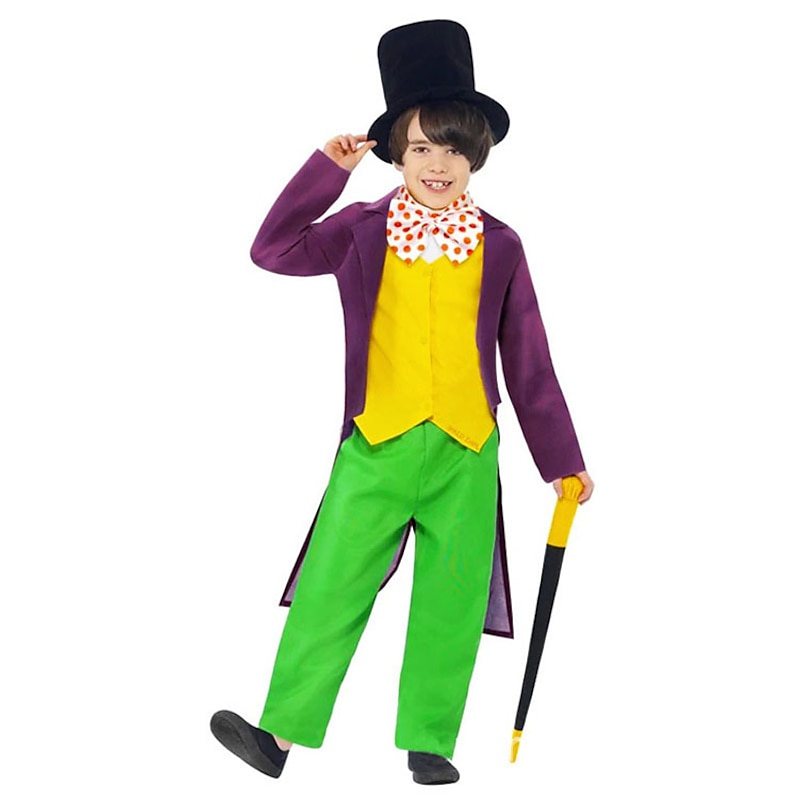 Charlie and the Chocolate Factory Charlie Willy Wonka Cosplay Costume Halloween Group Family Costumes Kid's Boys Cosplay Halloween Halloween Carnival Masquerade Easy Carnival Costume2