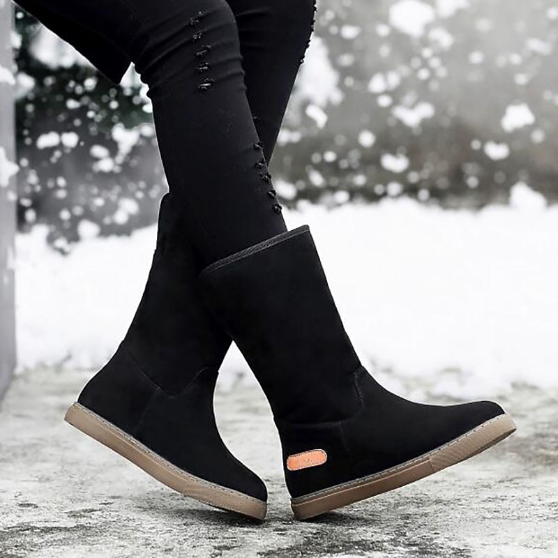 Women's Black Faux Fur Lined Ankle Boots, 2 - Way Cuff Winter Snow Boots with Non - Slip Sole, Cozy & Versatile for Fall/Winter4