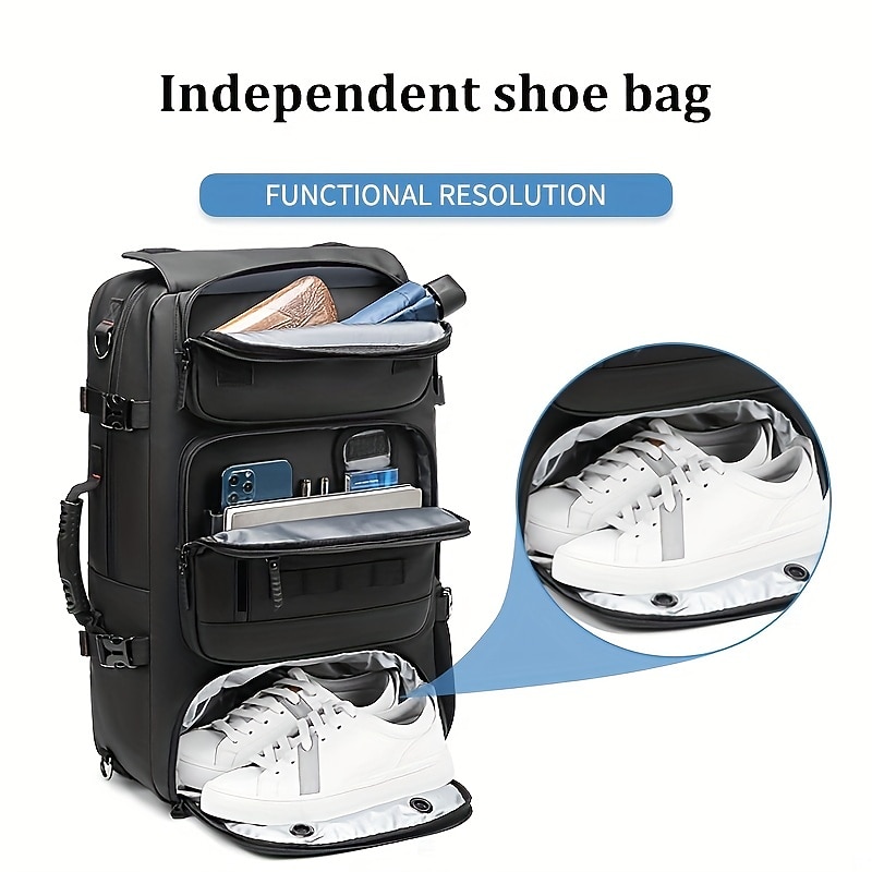 Travel Backpack For Men Waterproof 17 Inch Business Laptop Backpack With Separate Shoe Bag Hidden USB Charging Port 50L Outdoors Trekking Backpack For Woman Hiking Camping Backpack2