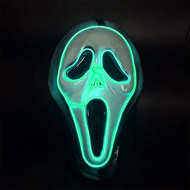 Party Supplies Cosplay Luminous Screaming Mask Neon LED Halloween Horror Decorative Performance Prop Lighting Up For Dark Night4