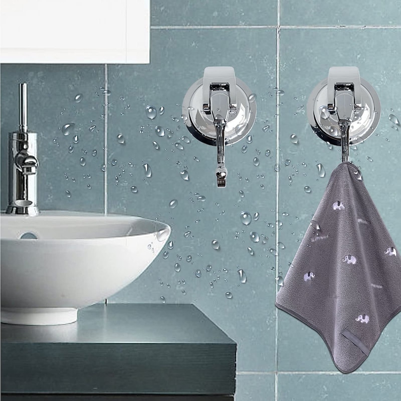 Suction Cup Hooks Heavy Duty Vacuum Suction Shower Hooks Glass Suction Cup Hooks Bathroom Robe Hooks Reusable, No Hole Punched, for Garland Decoration3