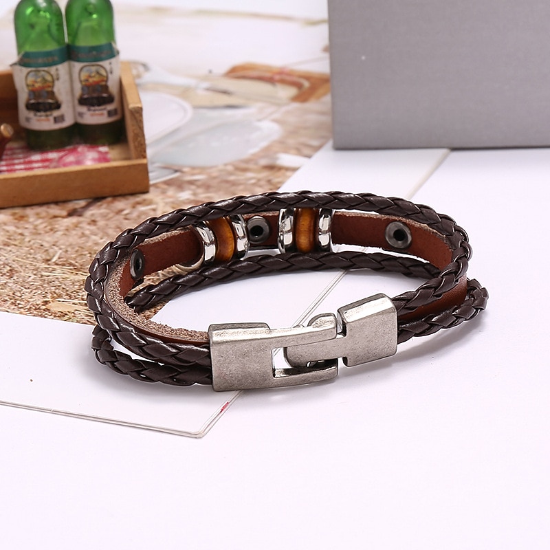 Jewelry Simple Hand-Beaded Multi-Layer Leather Bracelet Europe And The United States Fashion Popular Men's Bracelet Bracelet3
