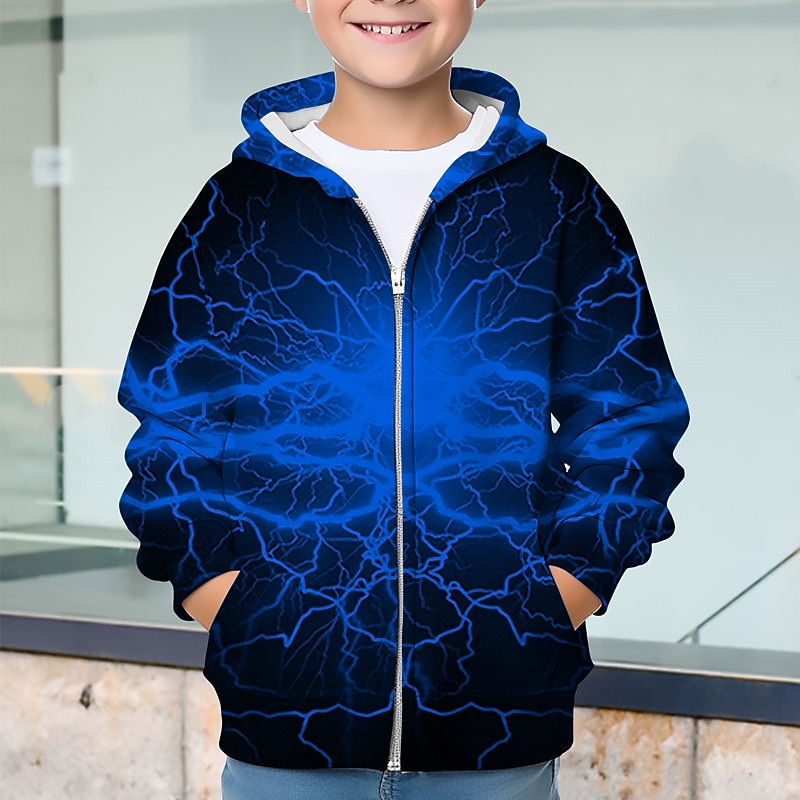 Boys 3D Graphic Hoodie Coat Outerwear Long Sleeve 3D Print Fall Winter Fashion Streetwear Cool Kids 3-12 Years Outdoor Casual Daily Regular Fit3