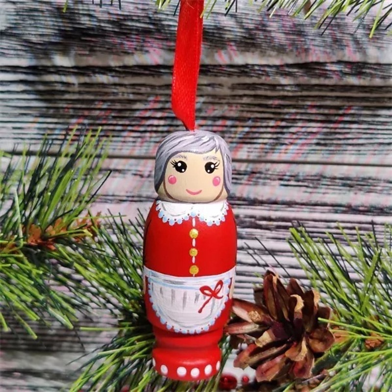Christmas Funny Santa Claus Ornament Pendant Christmas Tree Wood Ornament Wooden Standing Holiday Xmas Ornaments, Hanging Santa Claus Decoration for Tree4