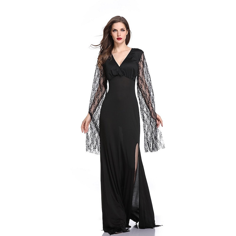 Witch Morticia Addams Halloween Dress Addams family Walpurgis Night Punk & Gothic Adults' Women's Party / Evening Easy Halloween Costumes Dress Up3