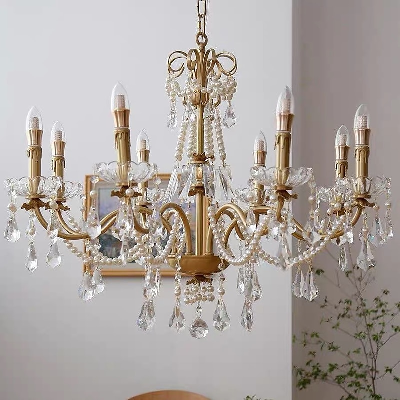 Chandelier LED Crystal Ceiling Light 6/8 Head K9 Crystal Unique Design Flush Mount Lights Stainless Steel LED Nordic Style Candle Style Chandeliers 110-120V 220-240V4