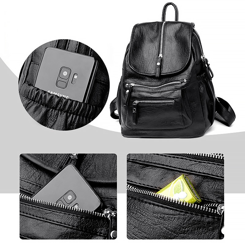 Large Capacity PU Leather Backpack for School and Travel - Stylish and Durable, Perfect for Students, Back to School2