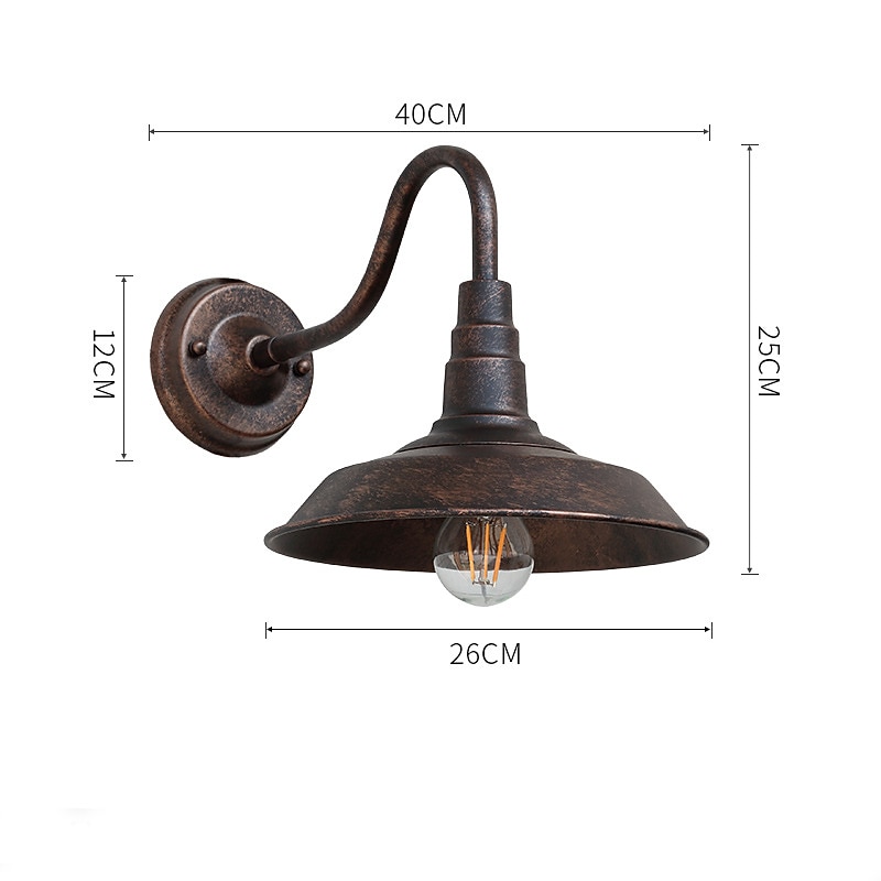 Wall Lamp American Personality Retro Nostalgia Outdoor Wall Light Aisle Hall Balcony Waterproof Wall Lamp Wrought Iron Patio 110-240V4