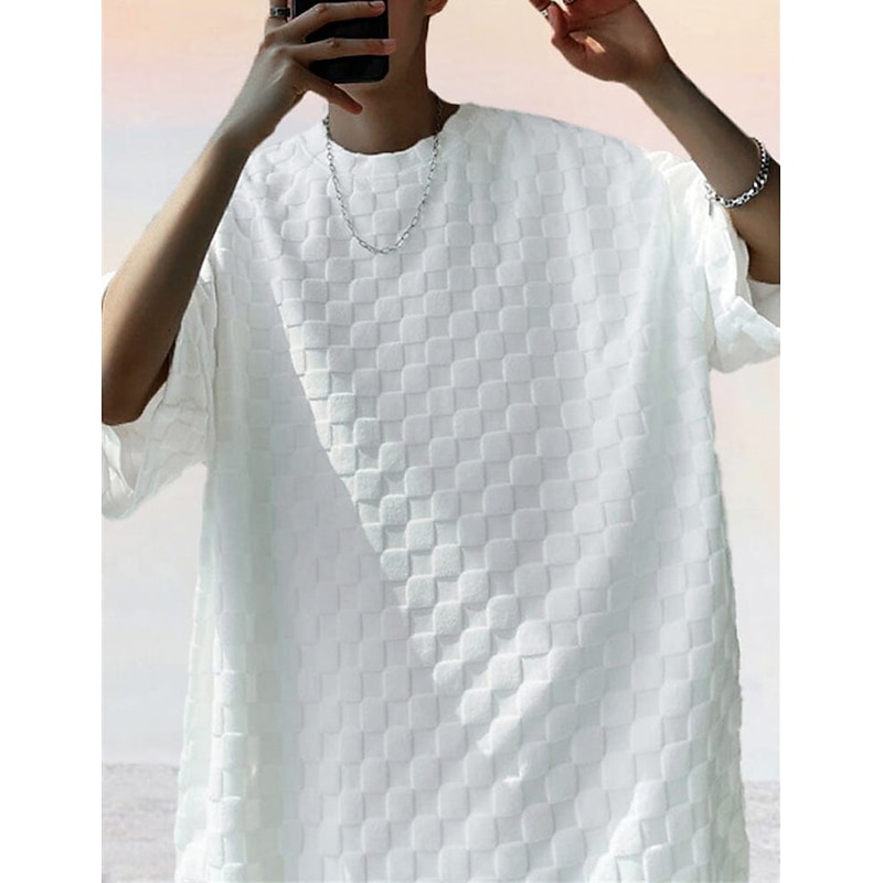 Men's T-shirt Suits Tracksuit Tennis Shirt Shorts and T Shirt Set Short Sleeves Crew Neck Summer Plaid Plain Gymnatics Casual 2 Piece Vacation Daily Wear Activewear Black White Gray Top Tee for Men3