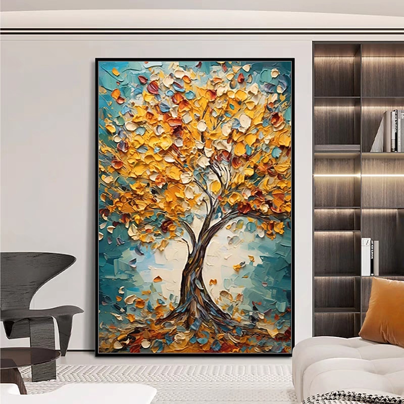 Mintura Handmade Color Texture Tree Oil Paintings On Canvas Wall Art Decoration Modern Abstract Picture For Home Decor Rolled Frameless Unstretched Painting4